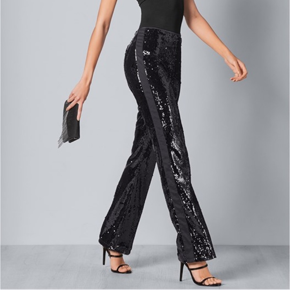NWOT Venus black sequin tuxedo pants